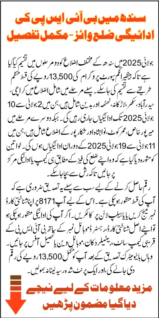 BISP Sindh Districts Payment Phase-Wise List Know Withdrawal Method To Receive 13500