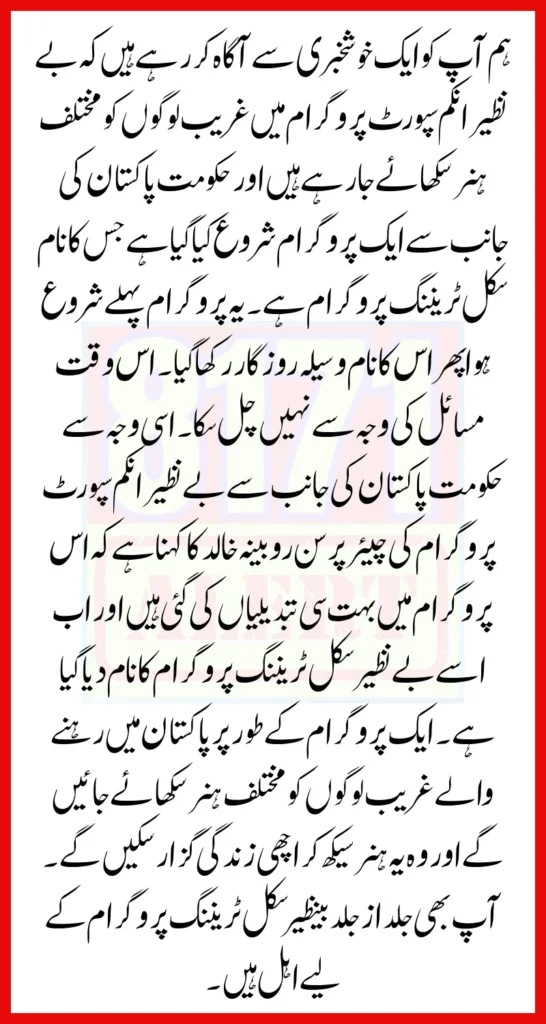 Benazir Income Support Program Is Going To launch Benazir Skills Training Program