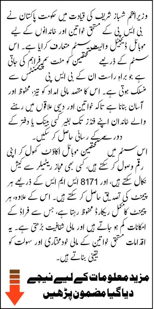 BISP Digital Wallet System 2025 Has Been Started To Provide 13500 In Mobile Know Full Details