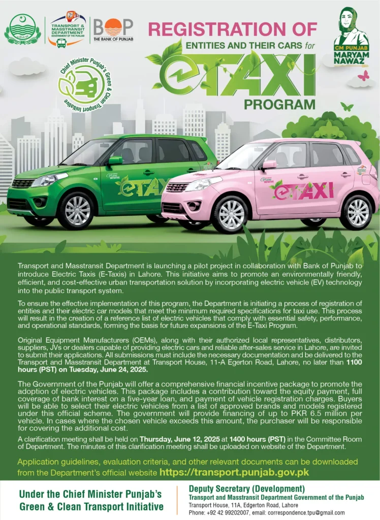 CM Punjab E taxi Scheme 2025