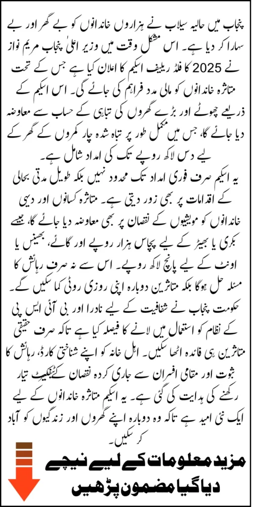 Punjab CM Flood Relief Scheme 2025: Rs. 10 Lakh Support for Families Facing Household Loss and Damage